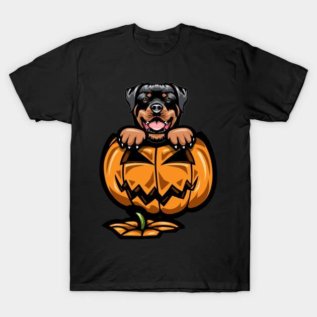 Halloween Rottweiler Pumpkin T-Shirt by IPRINT